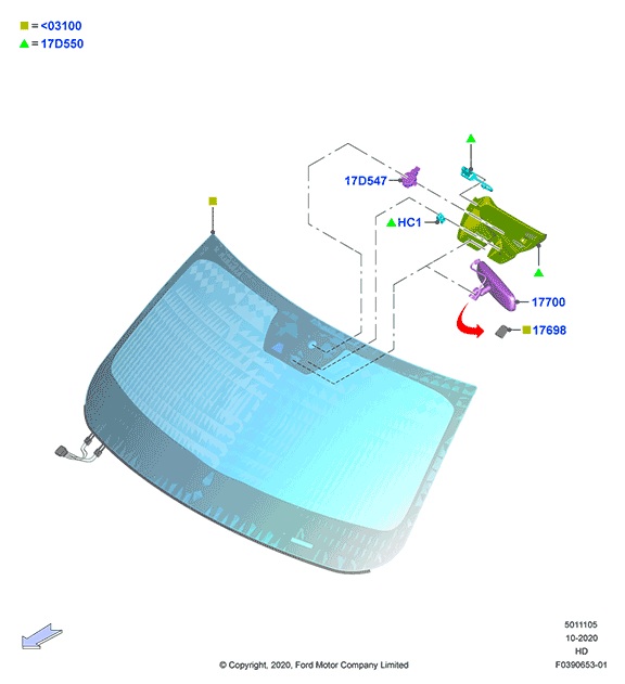 CRISTAL - PARABRISAS. PLANO REF#<03100