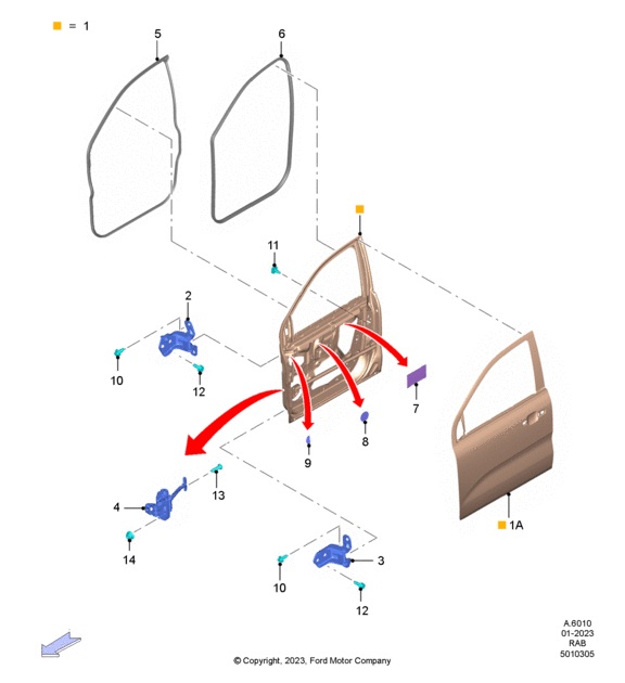 PUERTA DELANTERA COMPLETA - LADO DERECHO. PLANO REF#1