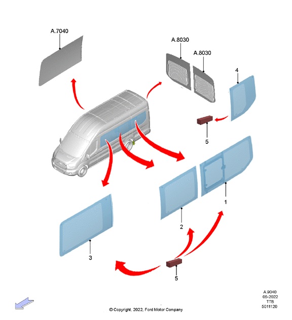 CRISTAL - VENTANILLA LATERAL TRASERA. PLANO REF#2