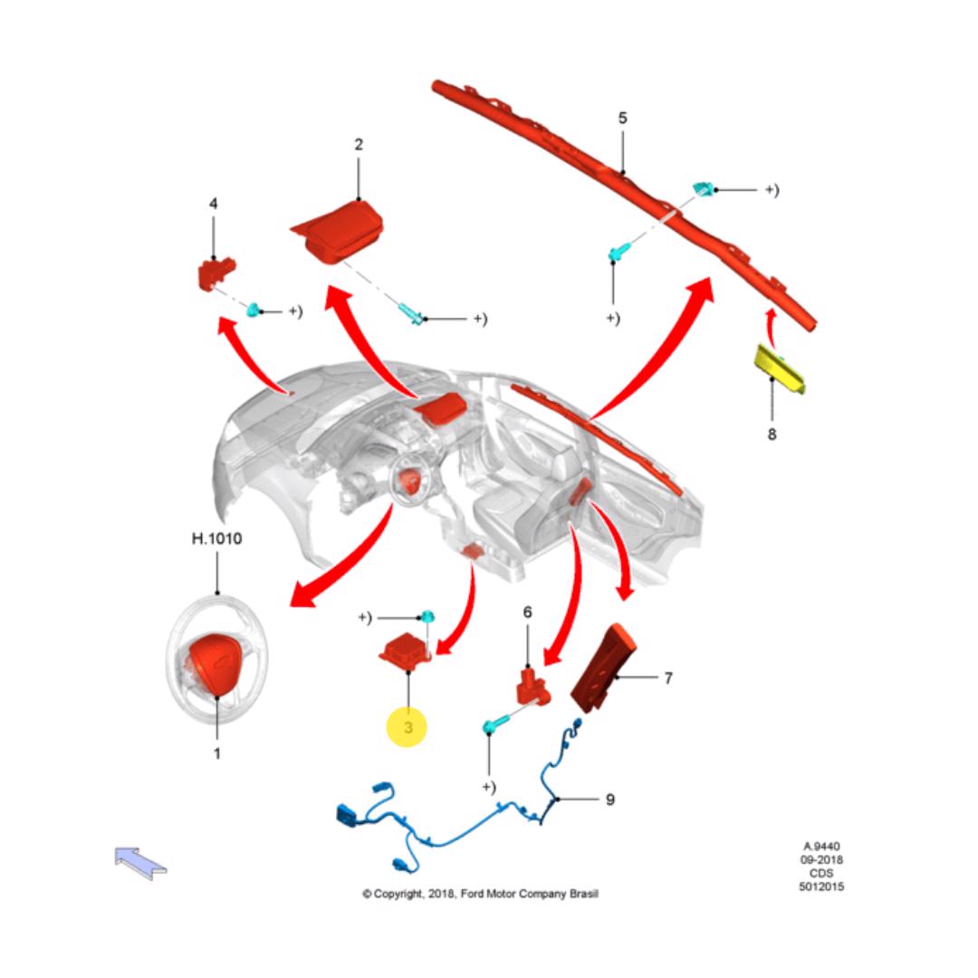 MODULO DE CONTROL DEL CINTURON DE SEGURIDAD DELANTERO. PLANO REF#3