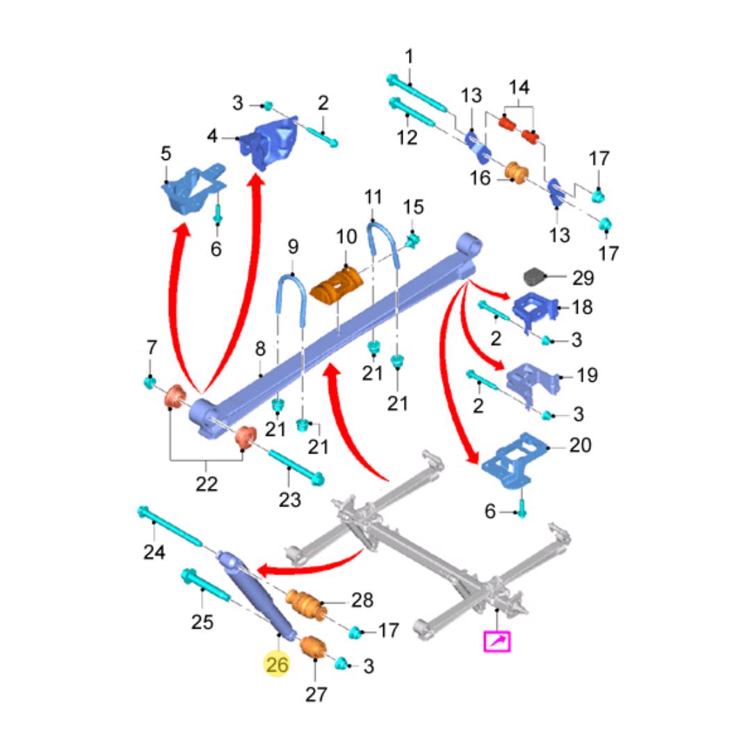 AMORTIGUADOR TRASERO. PLANO REF#26