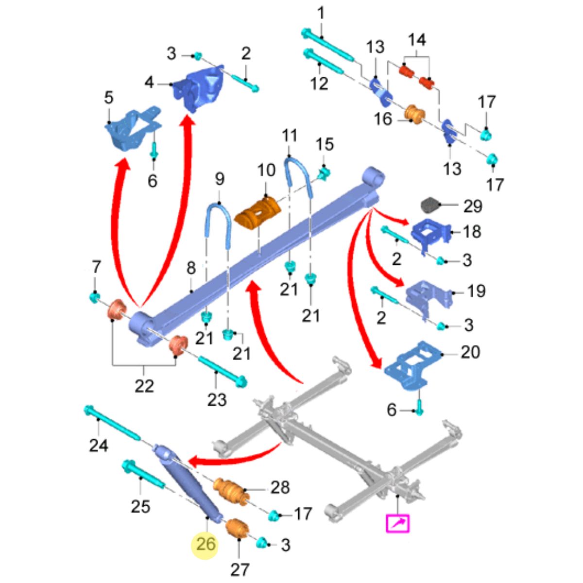 AMORTIGUADOR TRASERO V363. PLANO REF#26