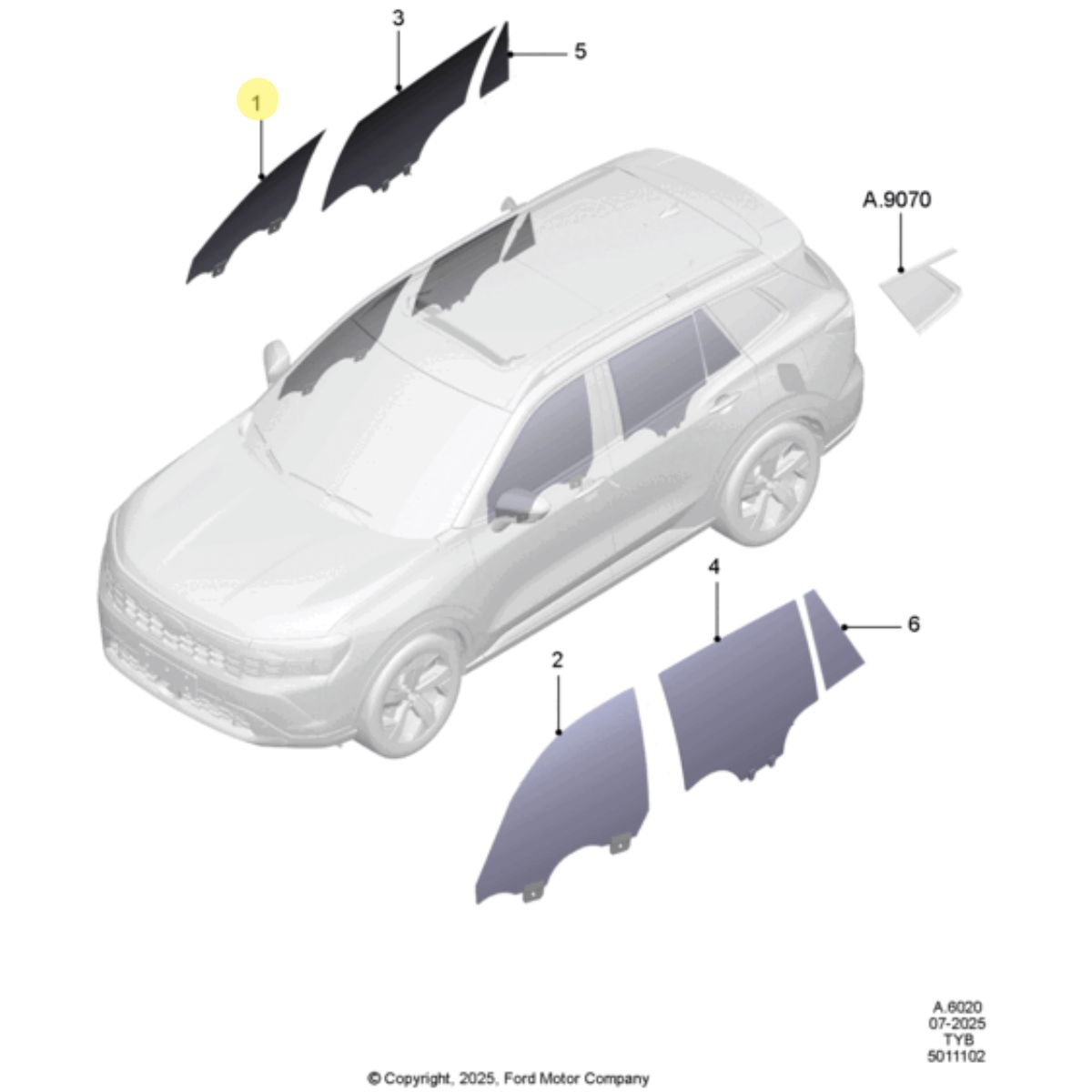 CRISTAL PUERTA DELANTERA DERECHA. PLANO REF#1