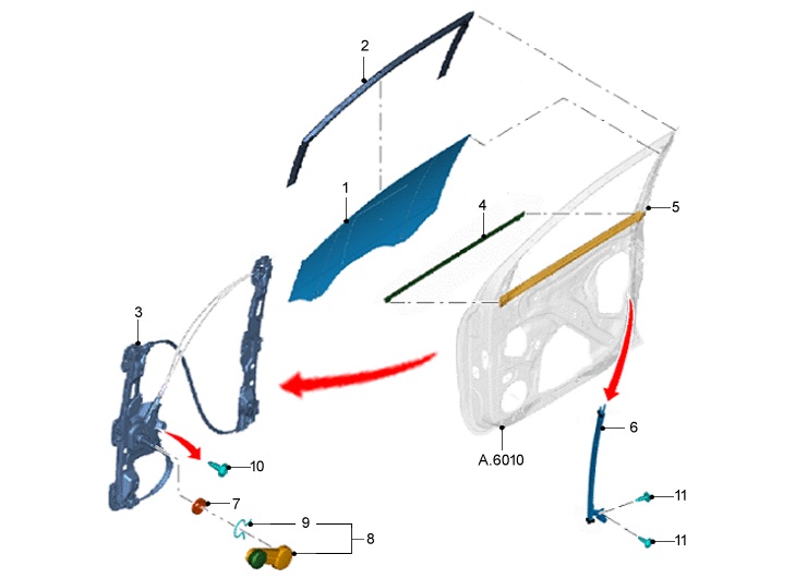 ALZACRISTAL MANUAL DE PUERTA DELANTERA IZQUIERDA. PLANO REF#3