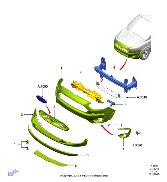 PARAGOLPE DELANTERO - (SIN PRIMER). PLANO REF#1