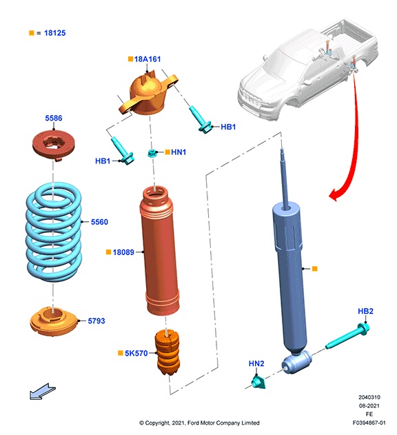 AMORTIGUADOR DE LA SUSPENSION TRASERA. PLANO REF#18125