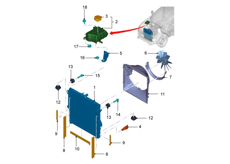 MANGUERA DE UNION DEL VASO DE EXPANSION DE LA&nbsp;CABEZA DE BLOCK DE MOTOR. PLANO REF#18