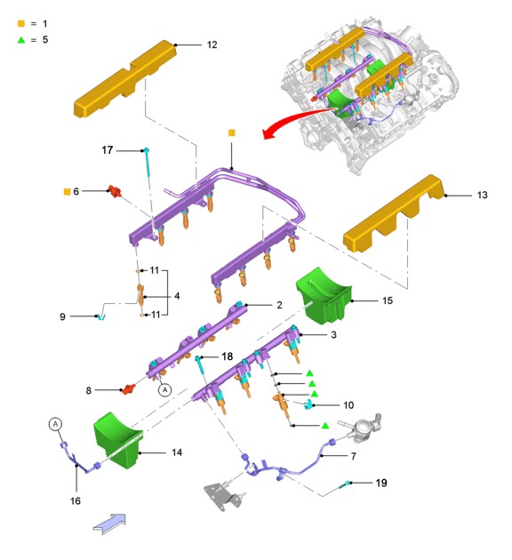 CLIP SUPERIOR - INYECTOR DE COMBUSTIBLE. PLANO REF#9