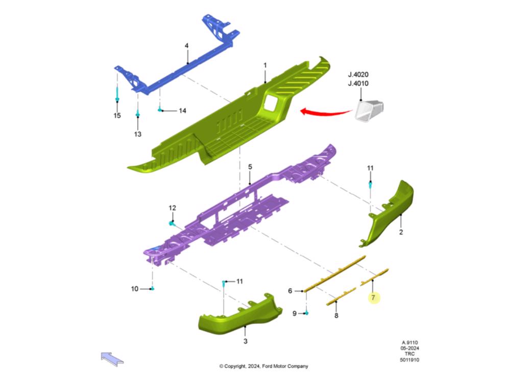 MOLDURA INF. PARAGOLPE TRAS. IZQ.