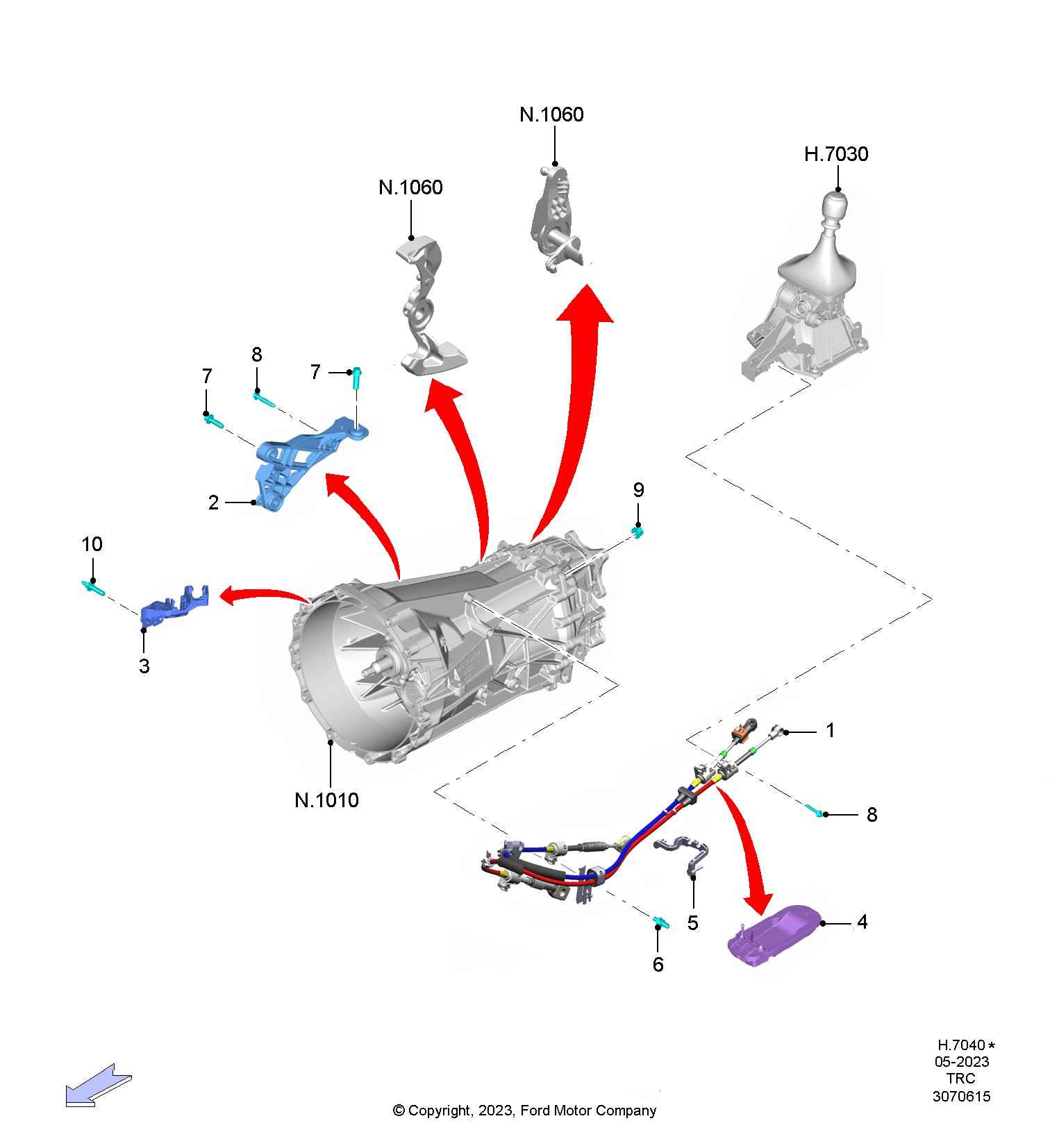 JUNTA AISLADORA CABLES MANDO PALANCA DE CAMBIOS MANUAL. PLANO REF#04