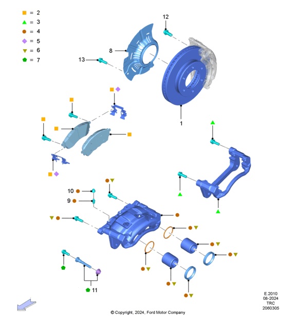 CALIPER DE FRENO DELANTERO LADO DERECHO. PLANO REF#4