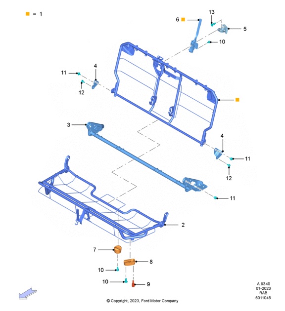 BASTIDOR DE COJIN DE ASIENTO TRASERO. PLANO REF#02