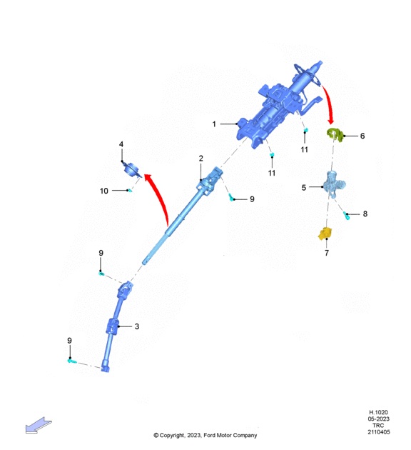 COLUMNA (CREMALLERA) DE DIRECCION. PLANO REF#01