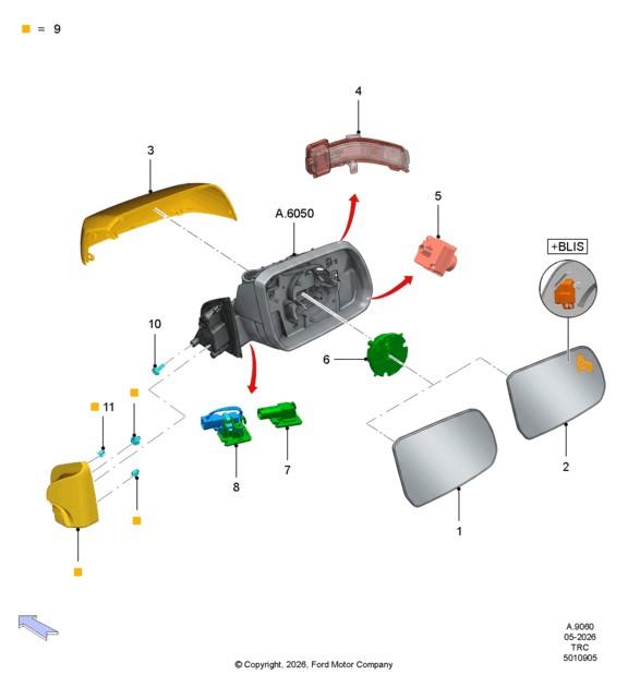 CRISTAL - ESPEJO RETROVISOR EXT.. PLANO REF#4