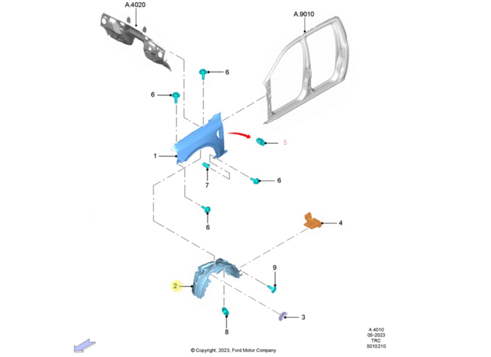 REVESTIMIENTO INTERIOR DE PASARRUEDAS DELANTERO DERECHO