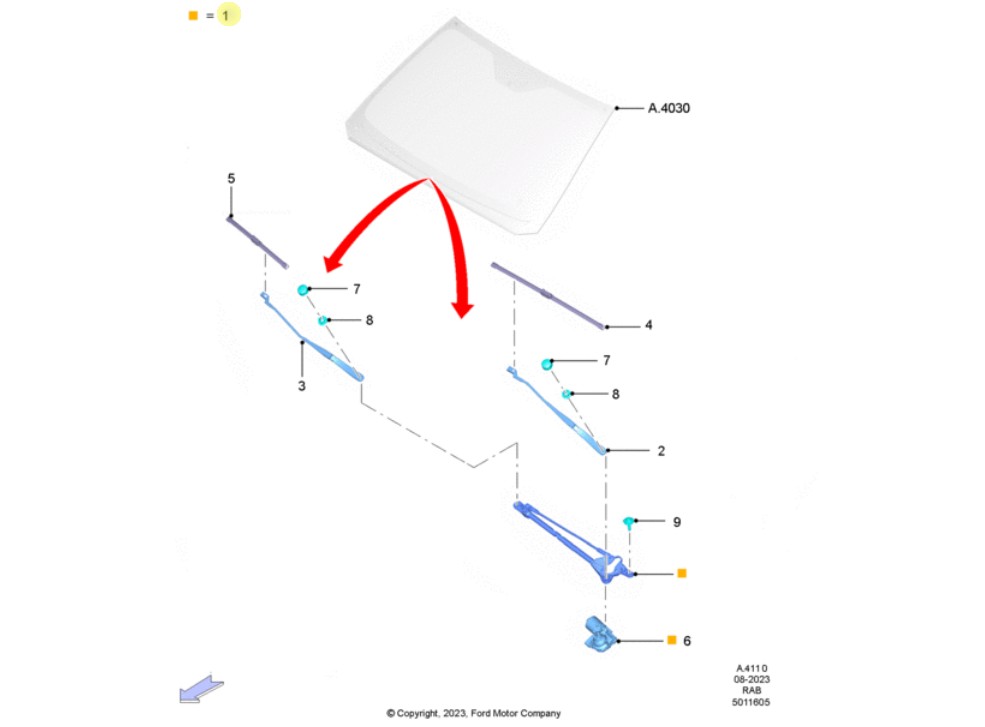 MOTOR Y VARILLAJE LIMPIAPARABRISA. PLANO REF#1