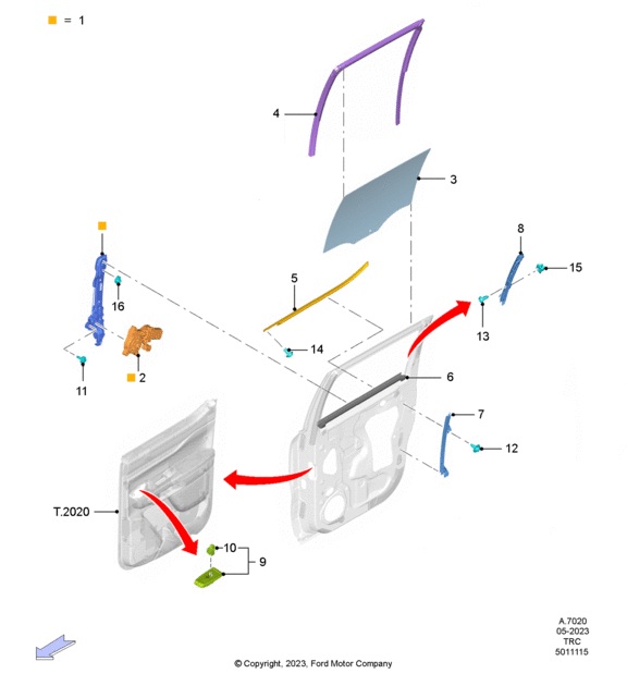 CRISTAL PUERTA TRASERA LD. PLANO REF#3