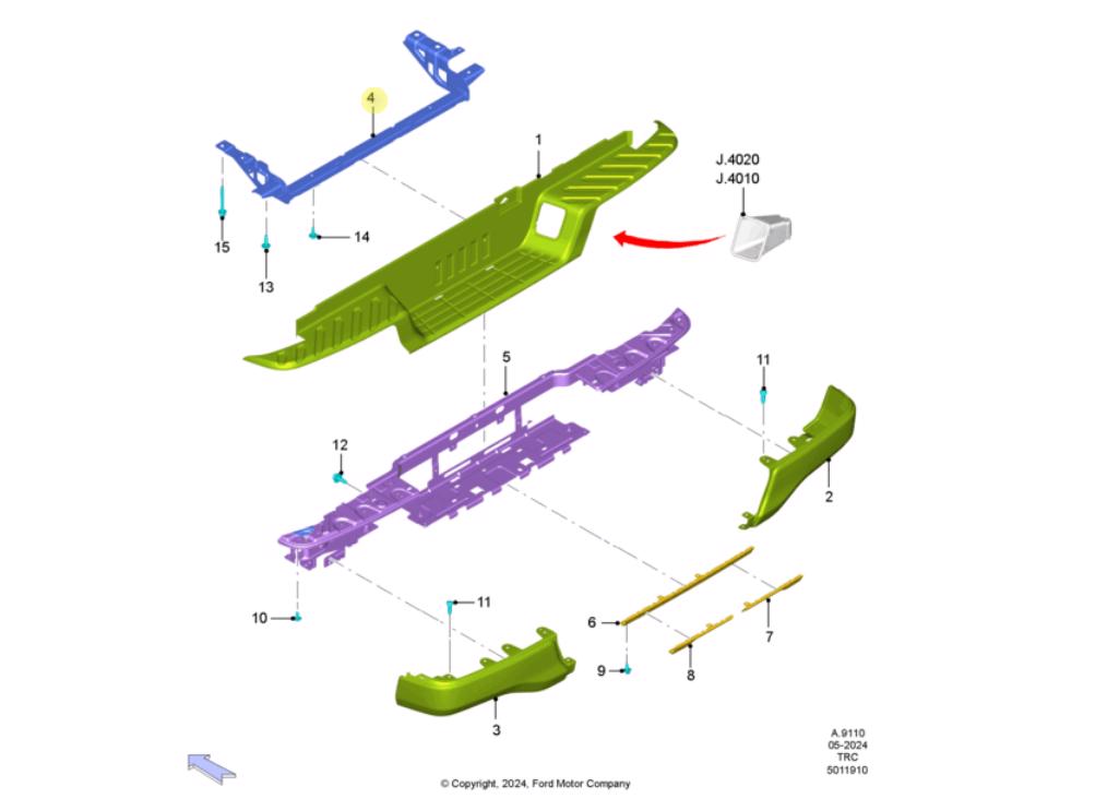 BARRA SOPORTE DE MONTAJE DE PARAGOLPES TRASERO