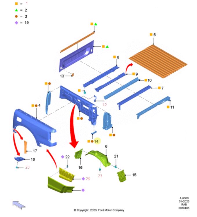 REFUERZO DE LATERAL DE CAJA DE CARGA - LADO IZQUIERDO. PLANO REF#14